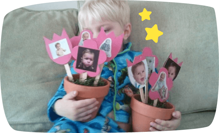 Blomsterpotte med billede